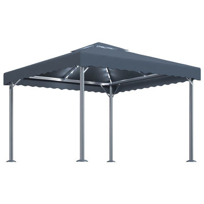 Gazebo con Stringa di Luci LED 300x300 cm Antracite Alluminio - homemem39