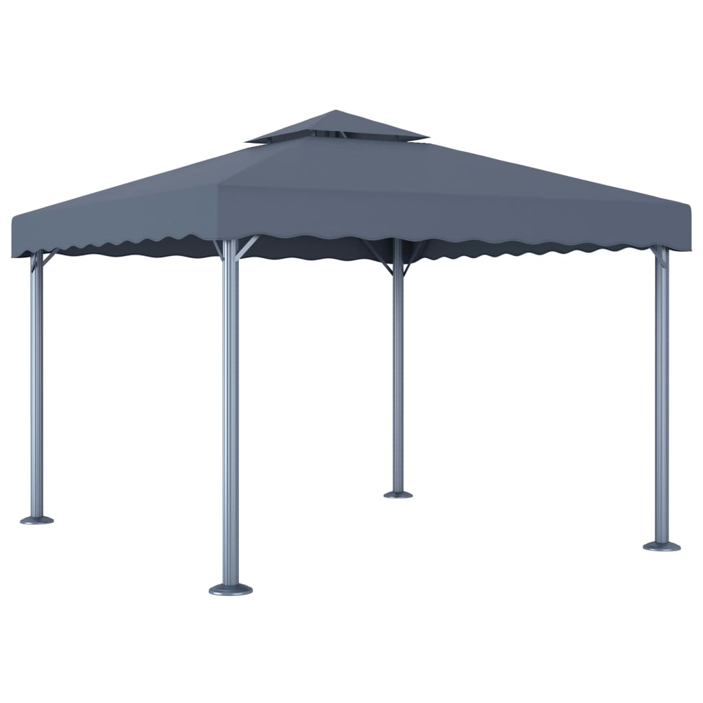 Gazebo con Stringa di Luci LED 300x300 cm Antracite Alluminio - homemem39