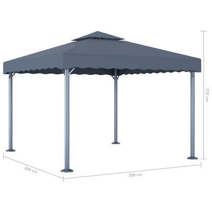Gazebo con Stringa di Luci LED 300x300 cm Antracite Alluminio - homemem39
