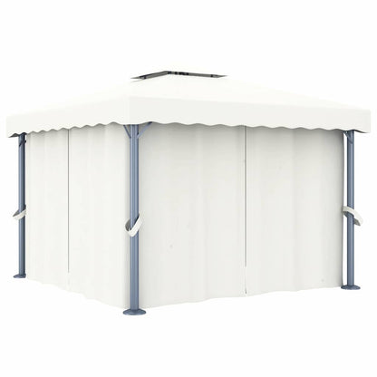 Gazebo con Tende e Stringa di Luci LED 3x3 m Bianco Crema - homemem39