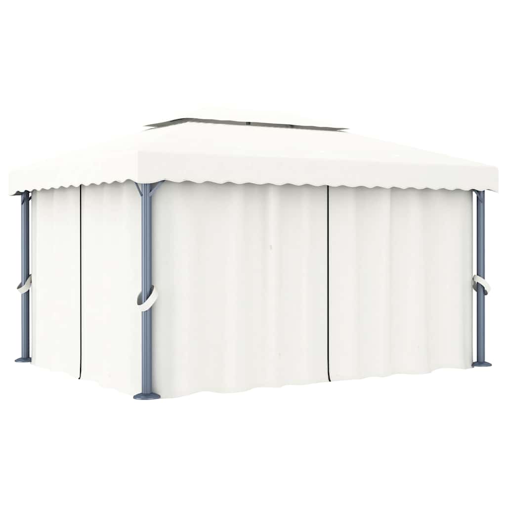 Gazebo con Tende e Stringa di Luci LED