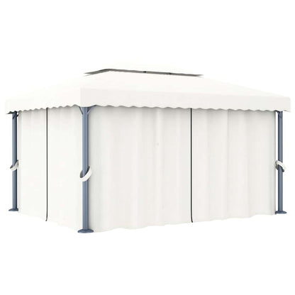 Gazebo con Tende e Stringa di Luci LED
