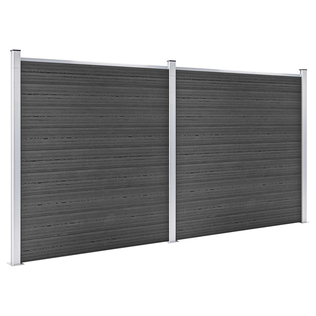 Set Pannelli di Recinzione in WPC 353x186 cm Nero | homemem39