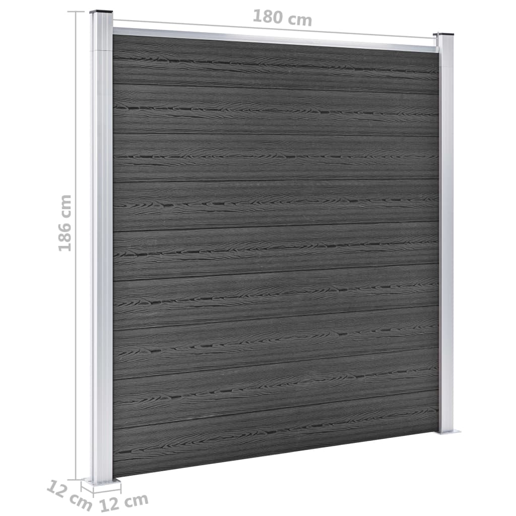 Set Pannelli di Recinzione in WPC 353x186 cm Nero | homemem39