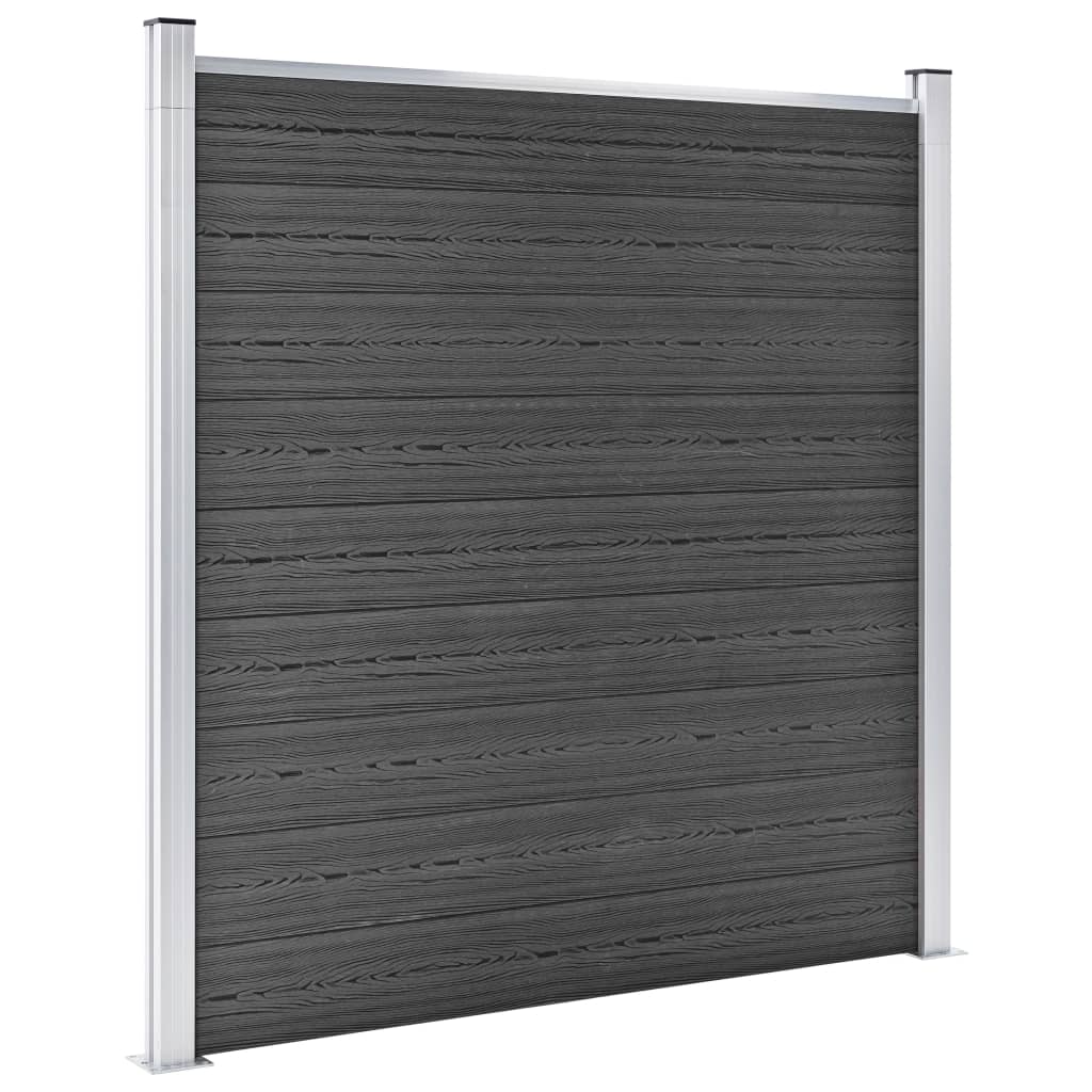 Set Pannelli di Recinzione in WPC 353x186 cm Nero | homemem39