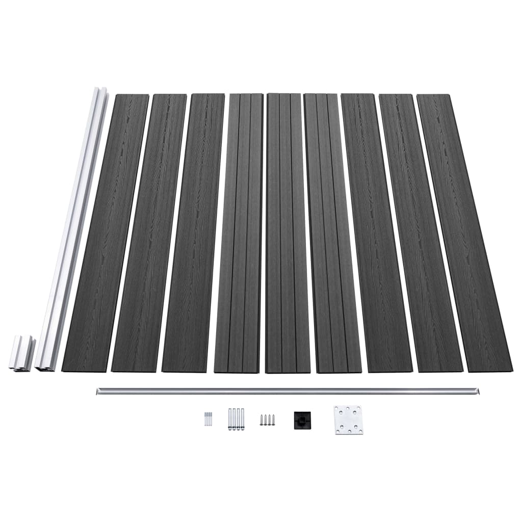 Set Pannelli di Recinzione in WPC 353x186 cm Nero | homemem39
