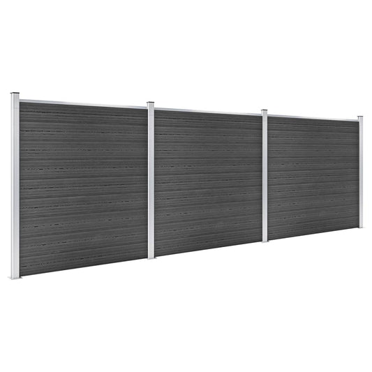 Set Pannelli di Recinzione in WPC 526x186 cm Nero | homemem39