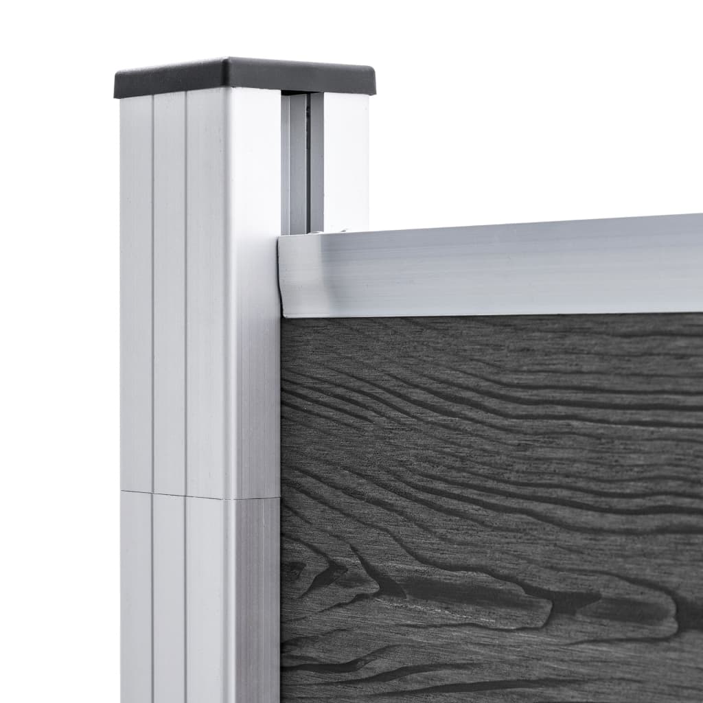 Set Pannelli di Recinzione in WPC 526x186 cm Nero | homemem39