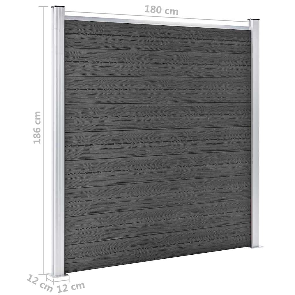 Set Pannelli di Recinzione in WPC 699x186 cm Nero | homemem39