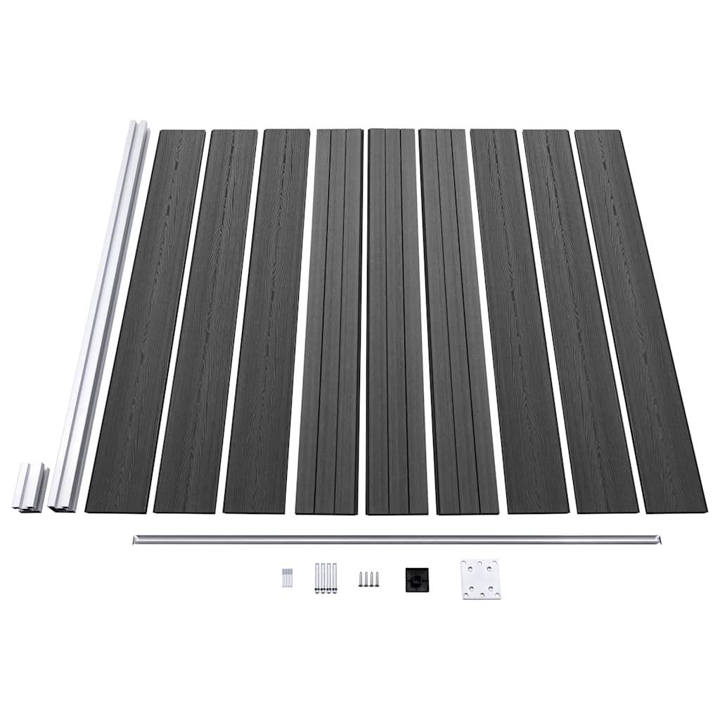 Set Pannelli di Recinzione in WPC 1045x186 cm Nero