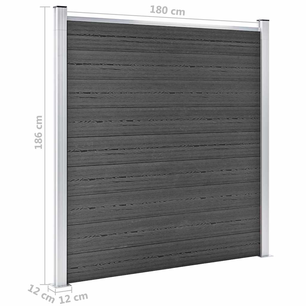 Set Pannelli di Recinzione in WPC 1218x186 cm Nero | homemem39