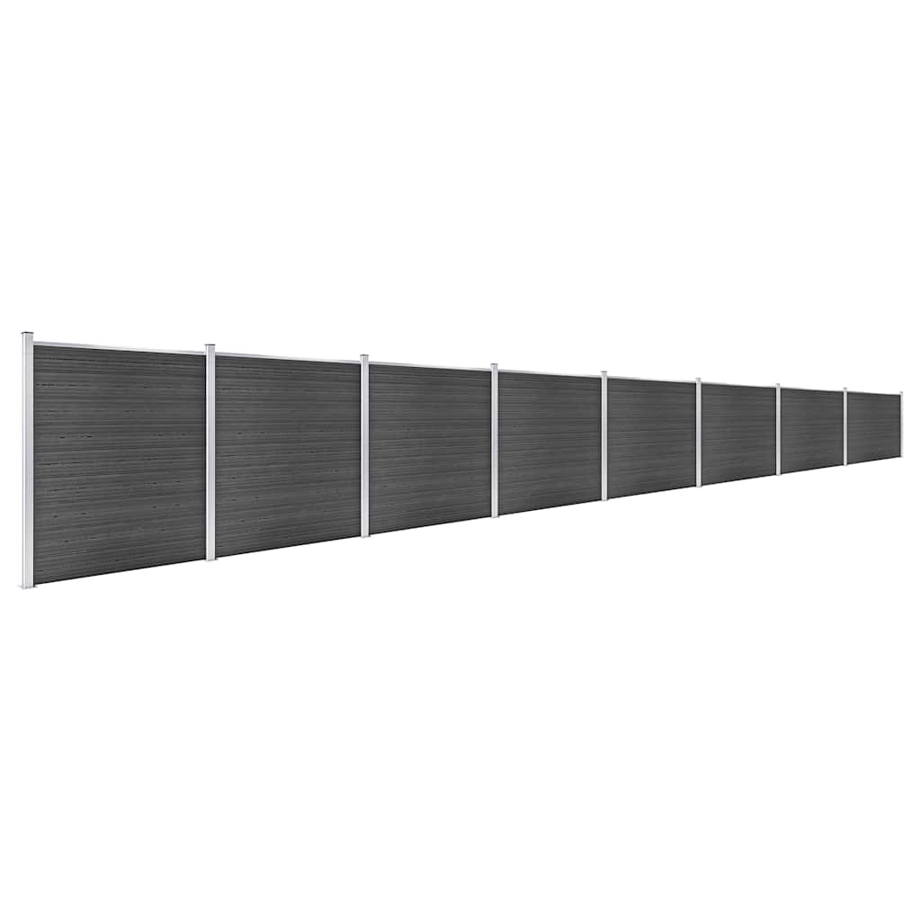 Set Pannelli di Recinzione in WPC 1391x186 cm Nero | homemem39