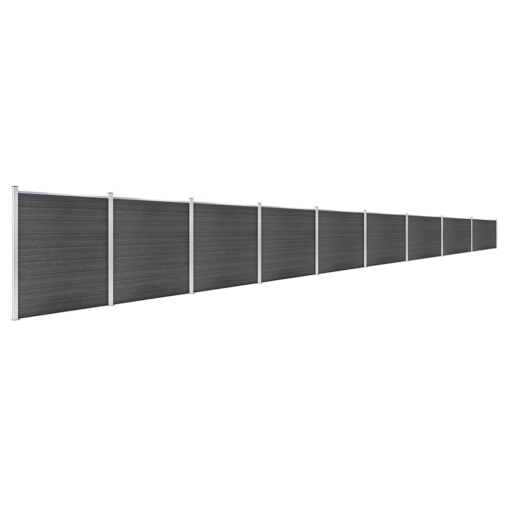 Set Pannelli di Recinzione in WPC 1564x186 cm Nero | homemem39