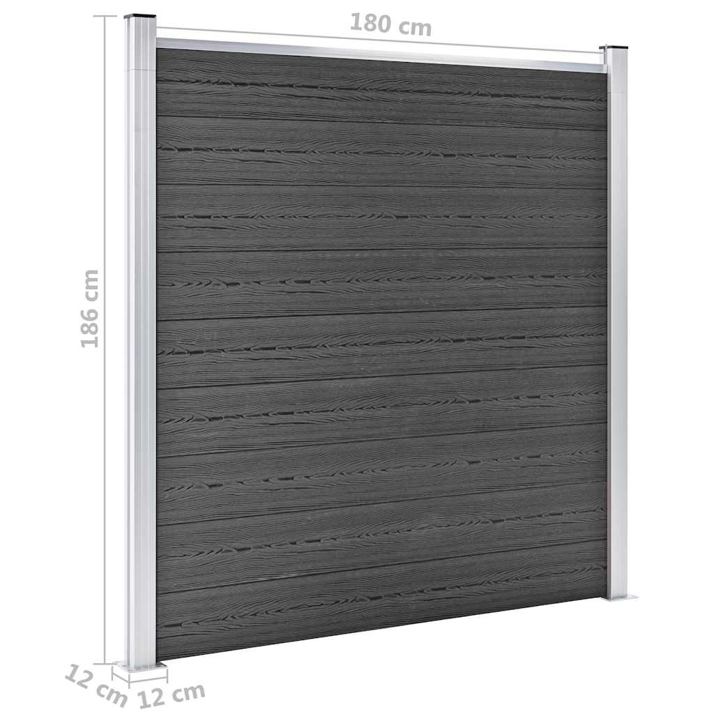 Set Pannelli di Recinzione in WPC 1564x186 cm Nero | homemem39