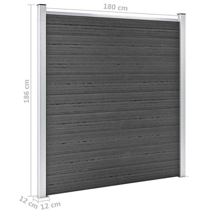 Set Pannelli di Recinzione in WPC 1737x186 cm Nero | homemem39