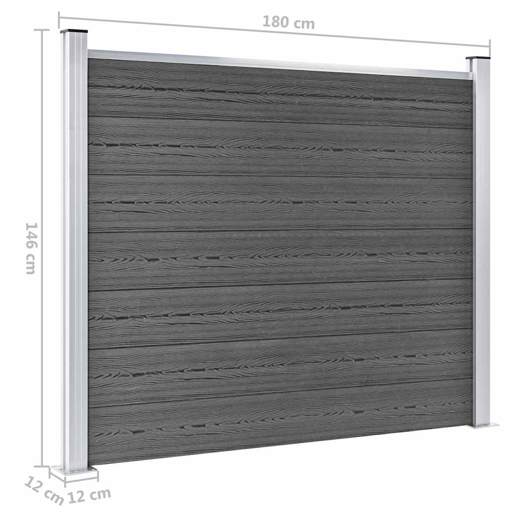 Set Pannelli di Recinzione in WPC 699x146 cm Nero | homemem39