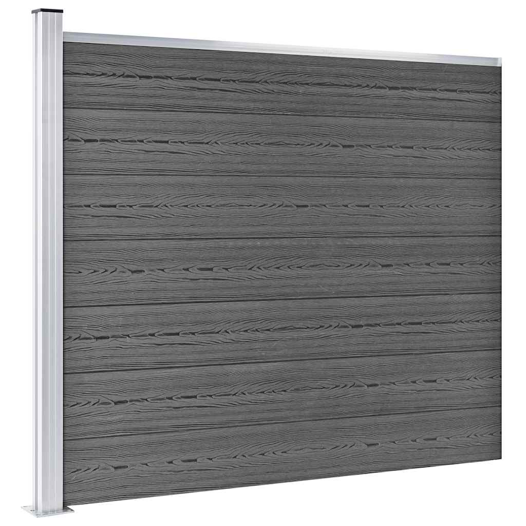 Set Pannelli di Recinzione in WPC 699x146 cm Nero | homemem39