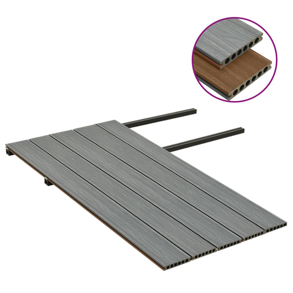 Listoni Decking WPC con Accessori Marroni e Grigi 10 m² 2,2 m - homemem39