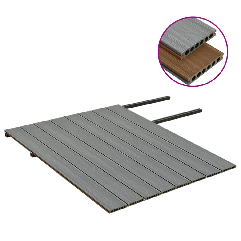 Listoni Decking WPC con Accessori Marroni e Grigi 16 m² 2,2 m - homemem39