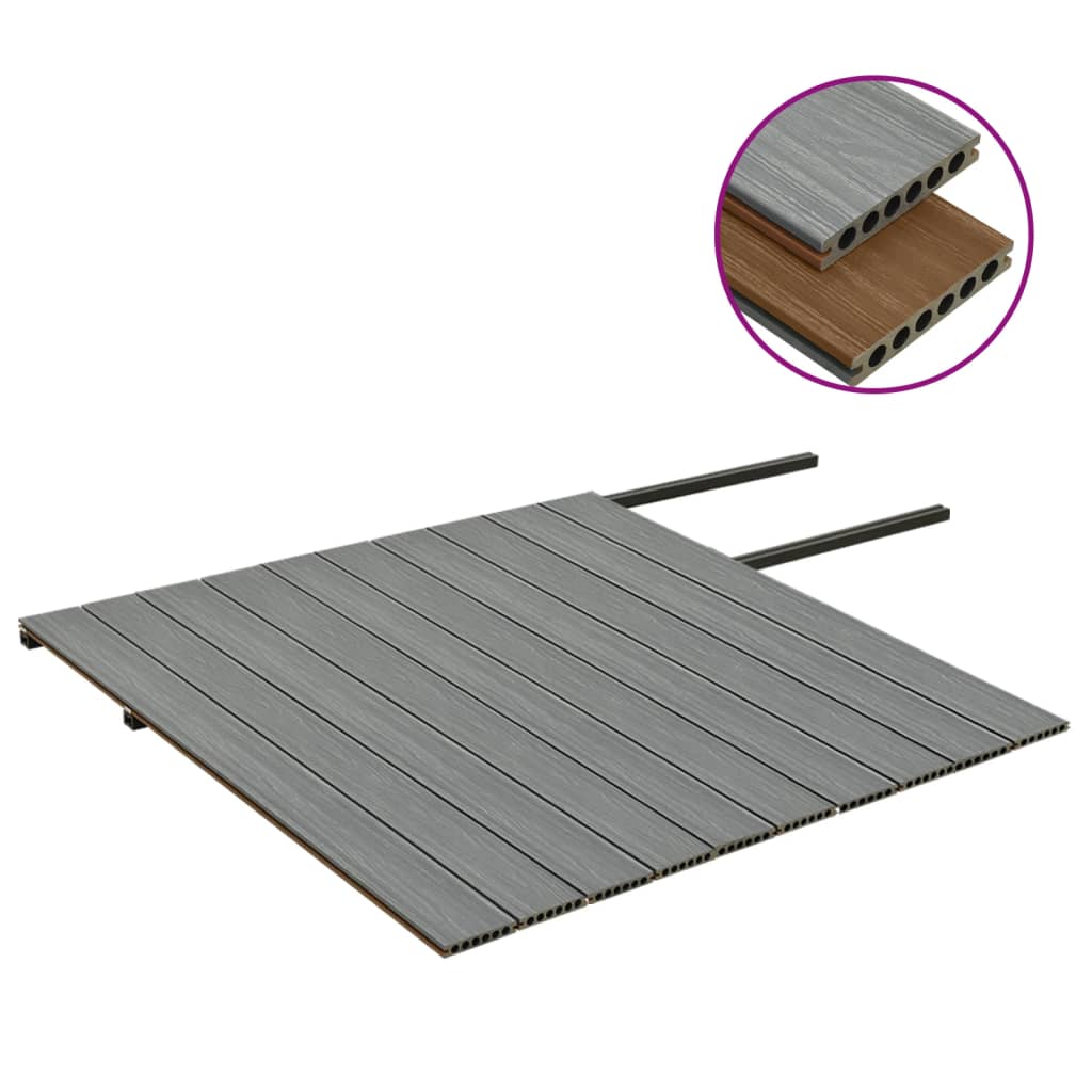 Listoni Decking WPC con Accessori Marroni e Grigi 20m² 2,2 m - homemem39