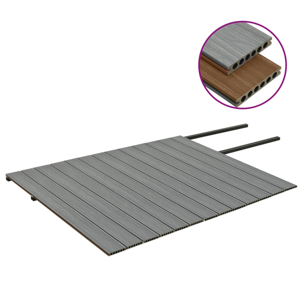 Listoni Decking WPC con Accessori Marroni e Grigi 26 m² 2,2 m - homemem39