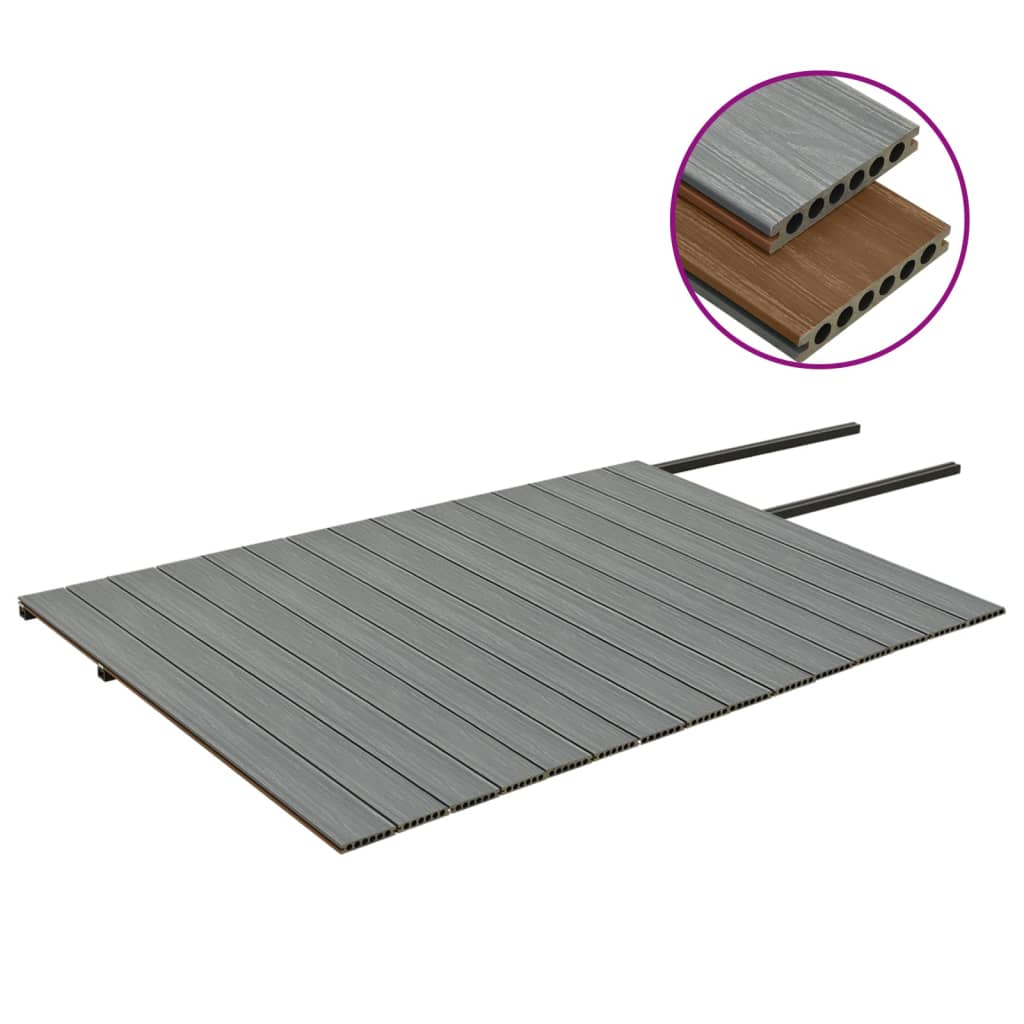 Listoni Decking WPC con Accessori Marroni e Grigi 30 m² 2,2 m - homemem39