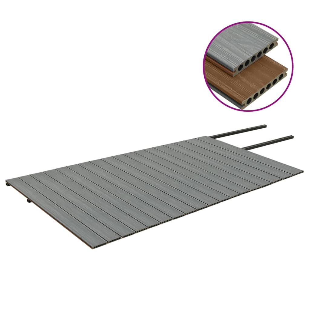 Listoni Decking WPC con Accessori Marroni e Grigi 36 m² 2,2 m - homemem39