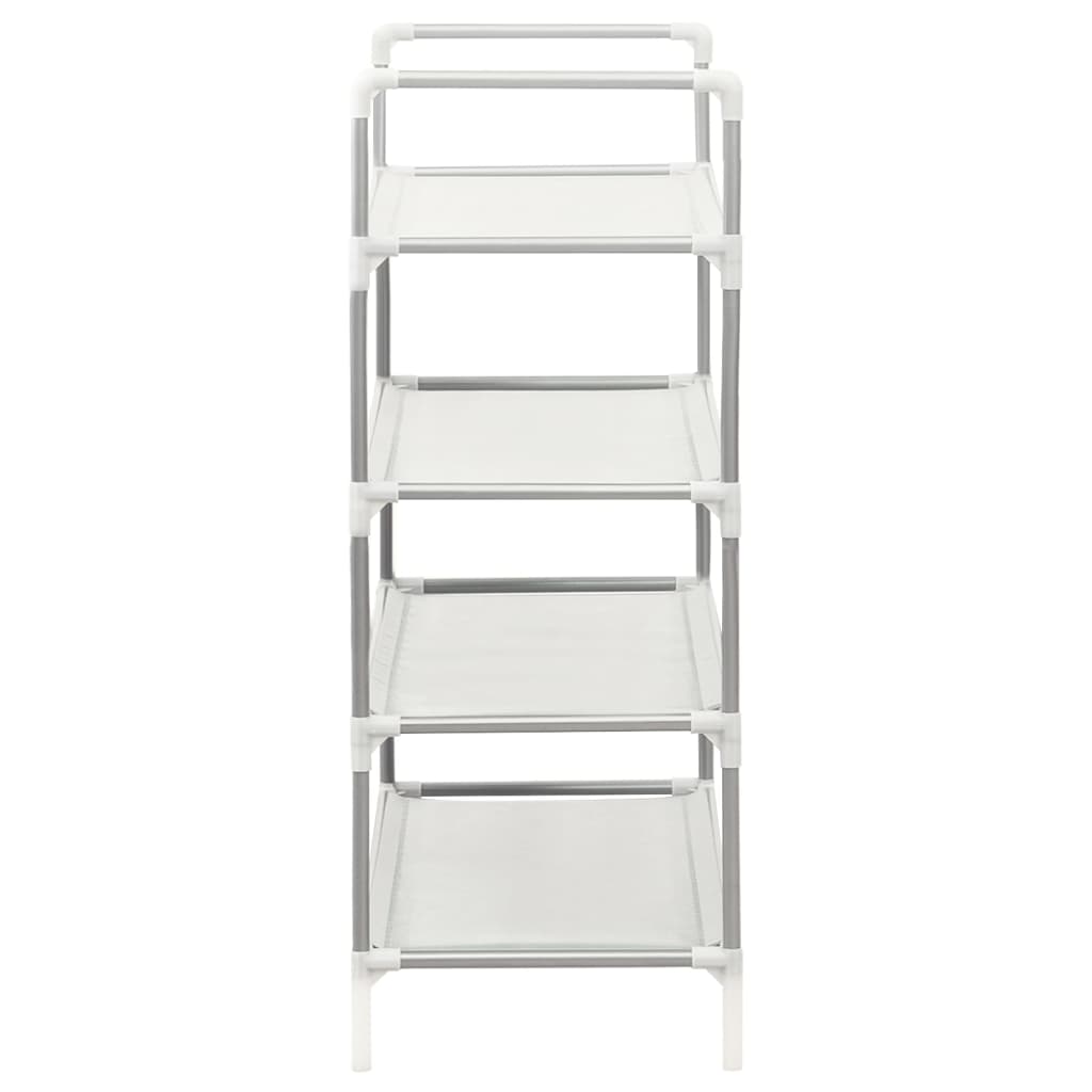 Scarpiera con 4 Ripiani Metallo e Tessuto non Tessuto Argento - homemem39