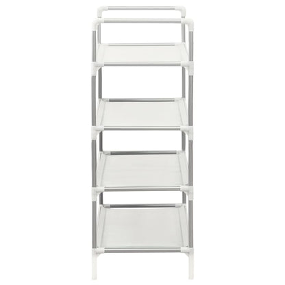 Scarpiera con 4 Ripiani Metallo e Tessuto non Tessuto Argento - homemem39