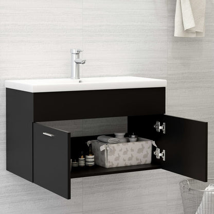 Mobile da Bagno con Lavabo Integrato Nero in Truciolato | homemem39