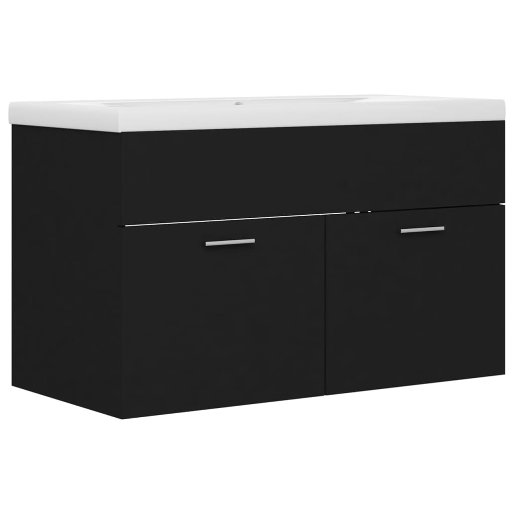 Mobile da Bagno con Lavabo Integrato Nero in Truciolato | homemem39