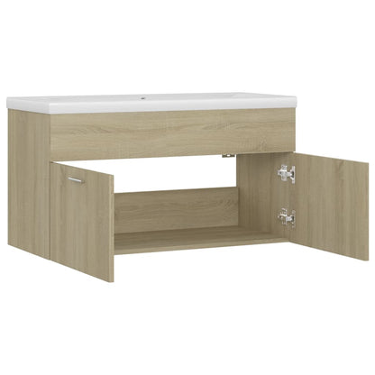 Mobile Bagno con Lavabo Integrato Rovere Sonoma in Truciolato | homemem39