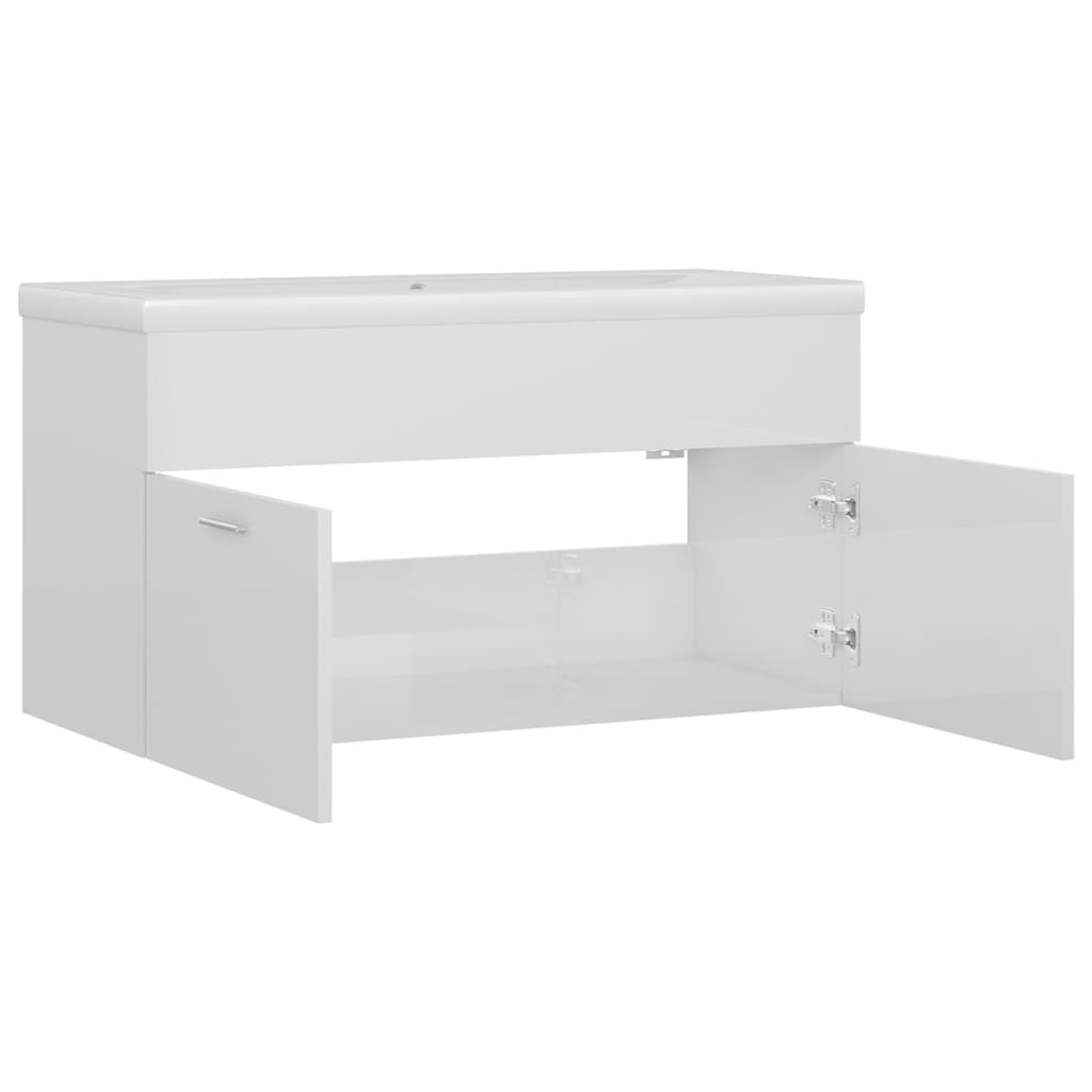 Mobile Bagno con Lavabo Integrato Bianco Lucido in Truciolato | homemem39
