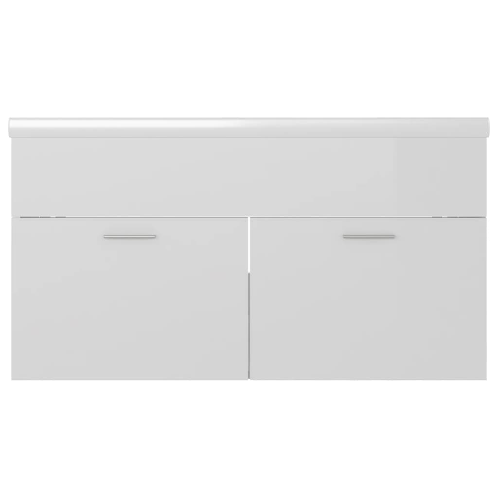 Mobile Bagno con Lavabo Integrato Bianco Lucido in Truciolato | homemem39