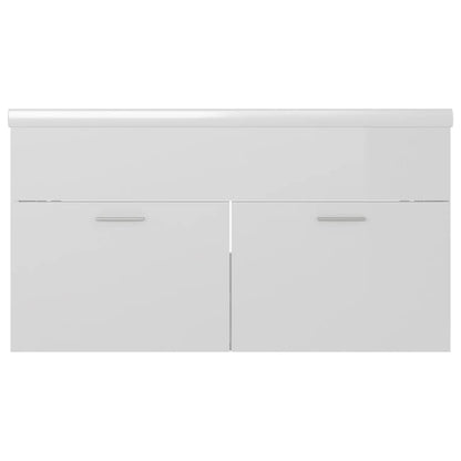 Mobile Bagno con Lavabo Integrato Bianco Lucido in Truciolato | homemem39
