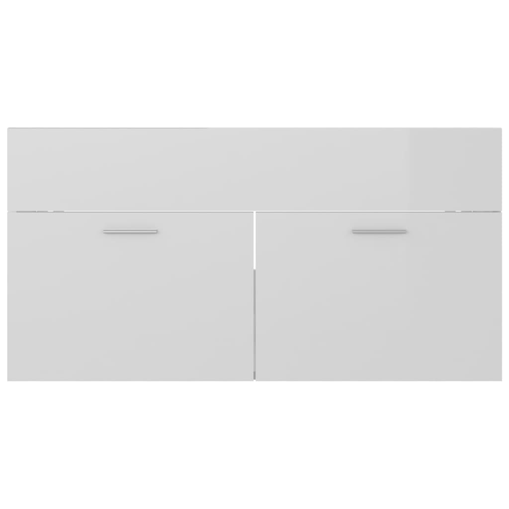 Mobile Bagno con Lavabo Integrato Bianco Lucido in Truciolato | homemem39