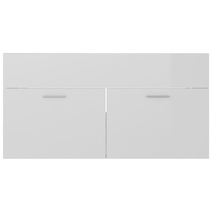 Mobile Bagno con Lavabo Integrato Bianco Lucido in Truciolato | homemem39