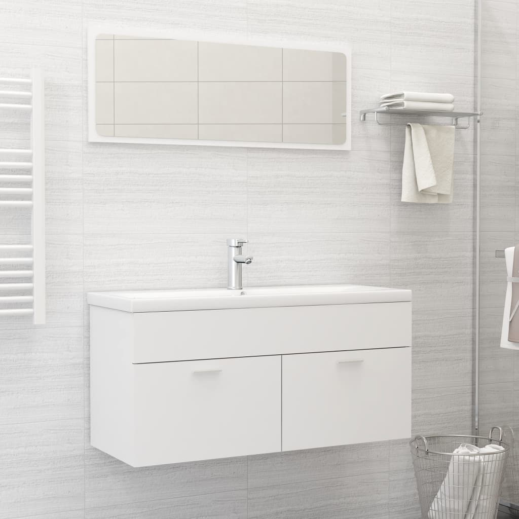 Mobile da Bagno con Lavabo Integrato Bianco in Truciolato | homemem39