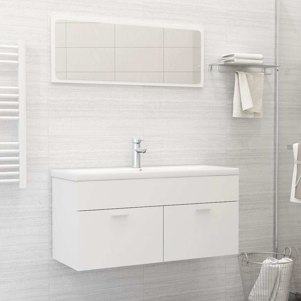 Mobile da Bagno con Lavabo Integrato Bianco in Truciolato