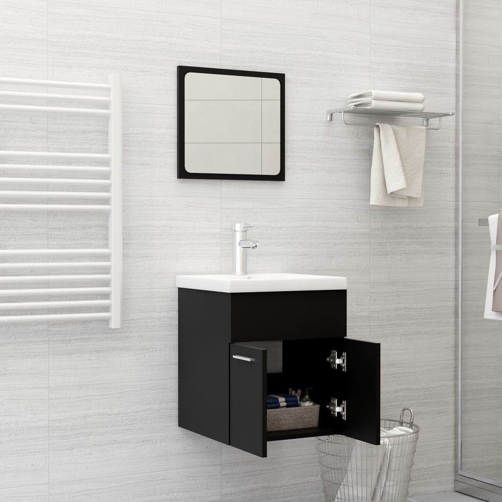 Set Mobili da Bagno Nero in Truciolato | homemem39