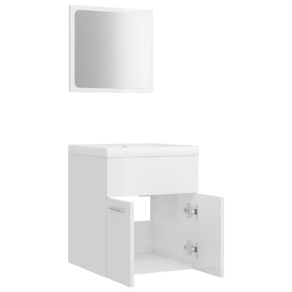 Set Mobili da Bagno Bianco Lucido in Truciolato