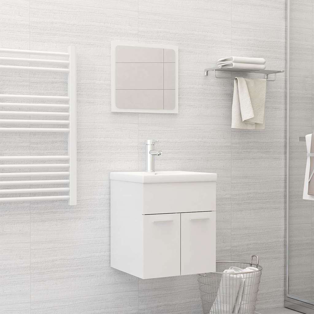 Set Mobili da Bagno Bianco Lucido in Truciolato