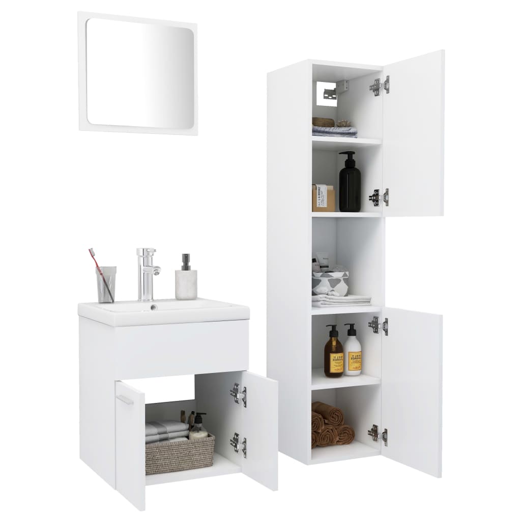 Set Mobili da Bagno Bianco in Truciolato | homemem39