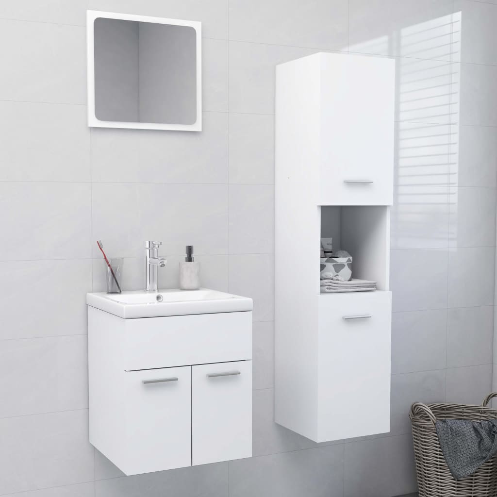 Set Mobili da Bagno Bianco in Truciolato | homemem39