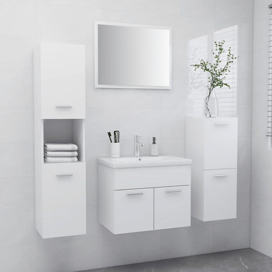 Set Mobili da Bagno Bianco in Legno Multistrato