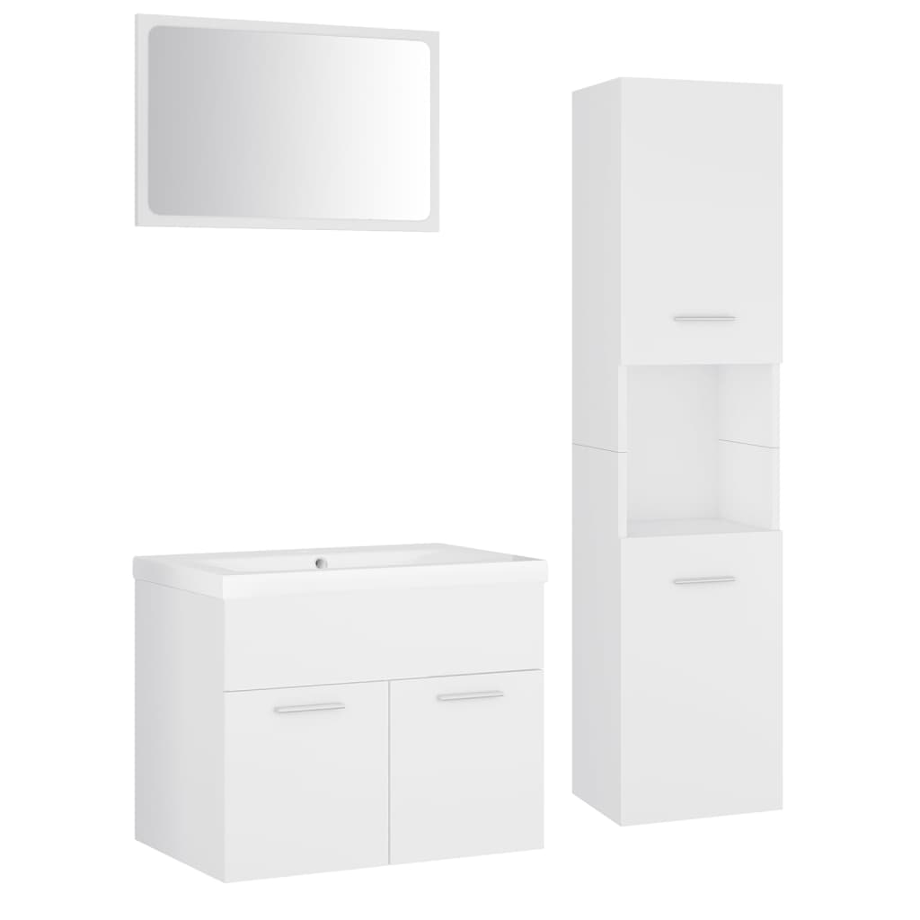 Set Mobili da Bagno Bianco in Legno Multistrato