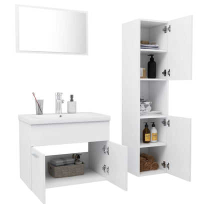 Set Mobili da Bagno Bianco in Legno Multistrato