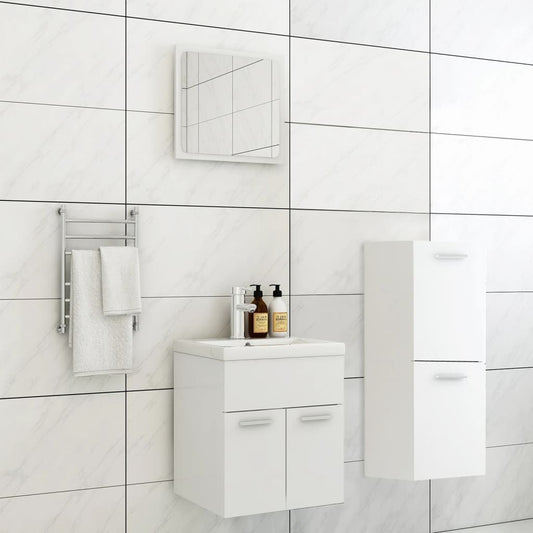 Set Mobili da Bagno Bianco in Legno Multistrato