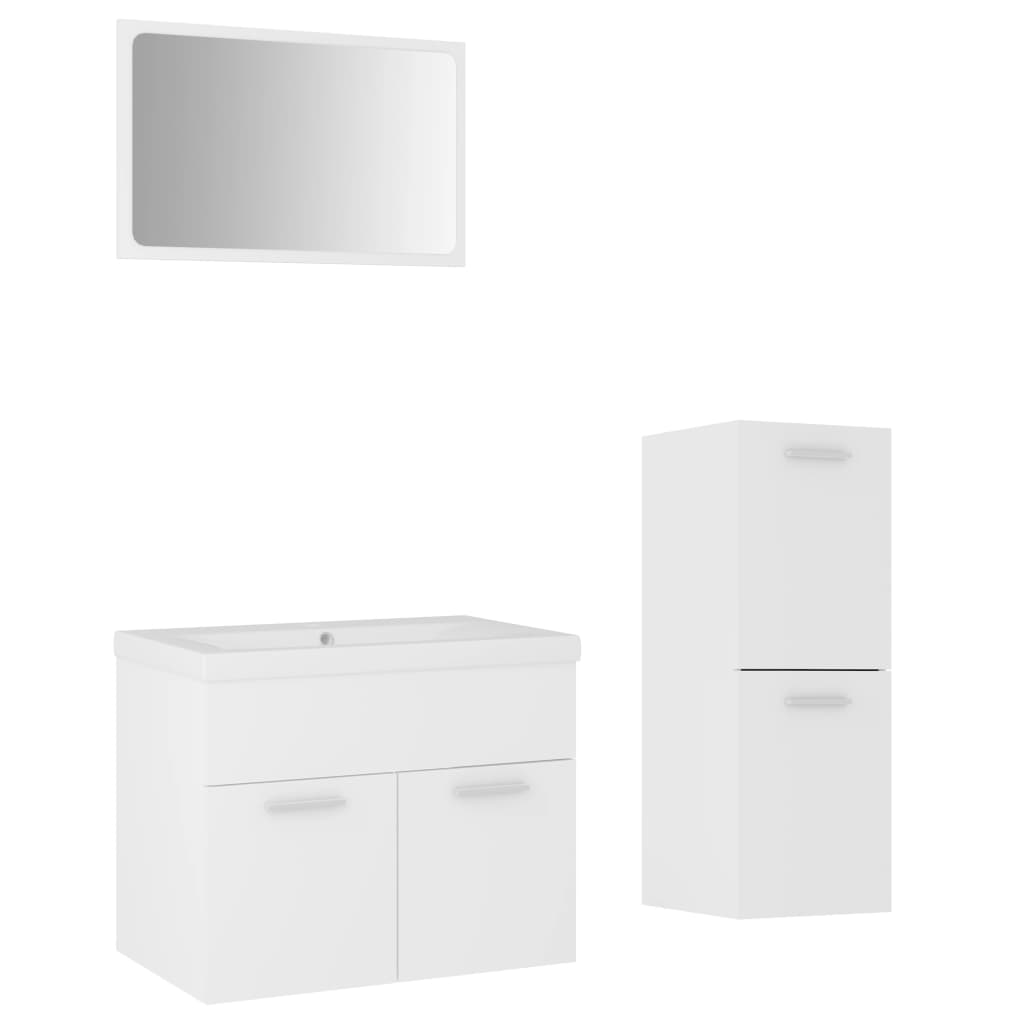 Set Mobili da Bagno Bianco in Legno Multistrato