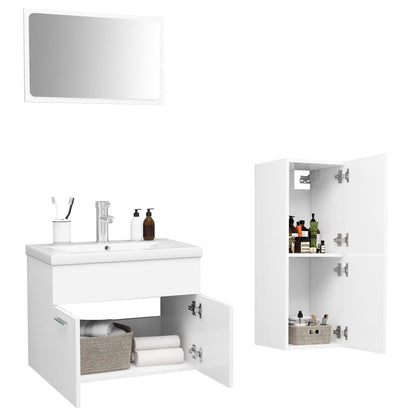 Set Mobili da Bagno Bianco in Legno Multistrato